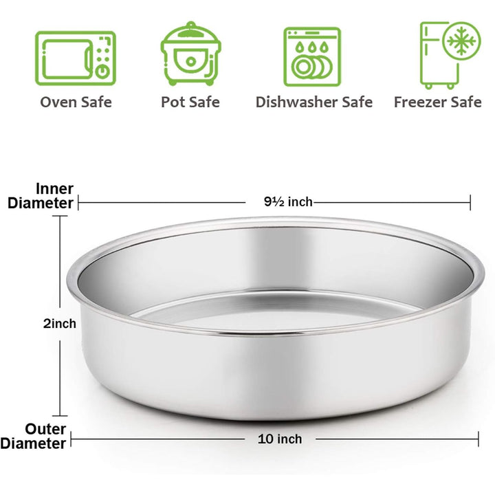 9½ Inch Cake Pan Set of 3, Stainless Steel Round Cake Baking Pans, Non - Toxic & Healthy, Mirror Finish & Dishwasher Safe - Just Closeouts Canada Inc.