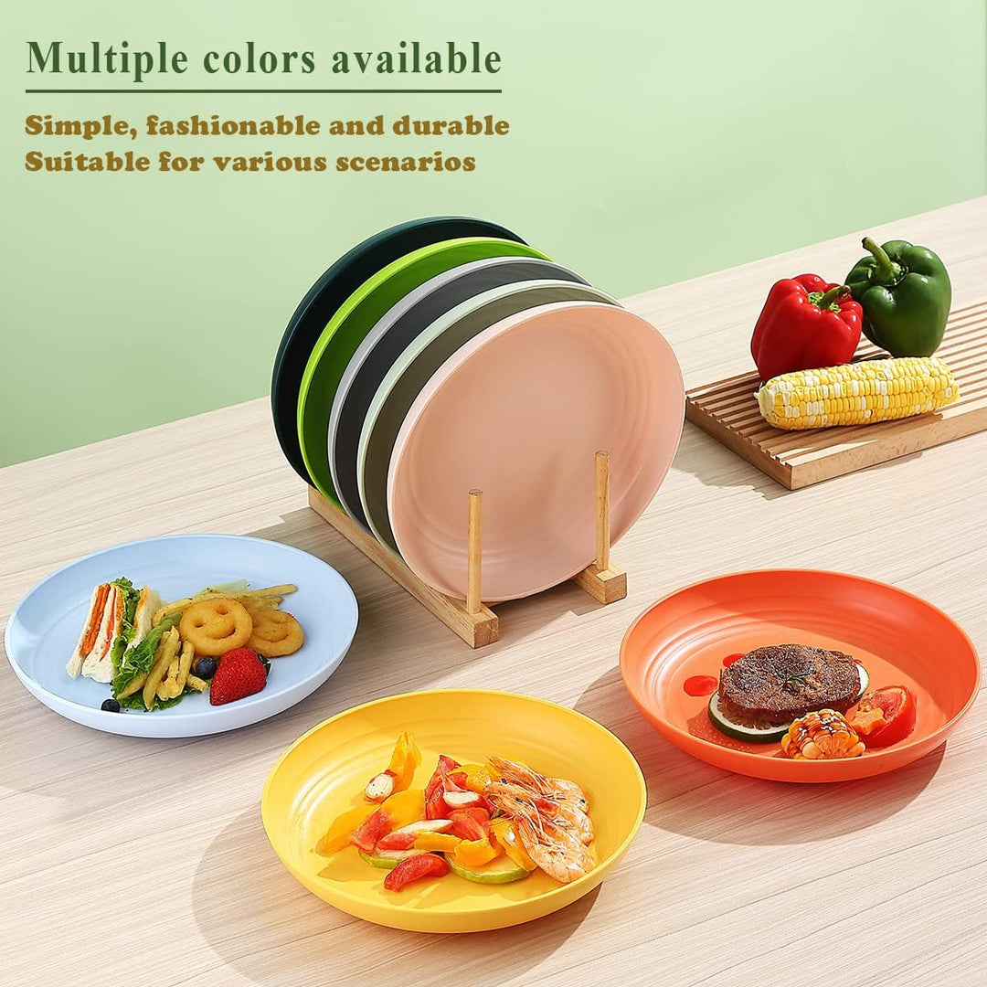 9 Inch Plastic Deep Dinner Plates Set of 8 Colors, Reusable and Sturdy Unbreakable Dishes Set for Pasta Bowls, Cereal, Ramen, Appetizer,Dessert, Microwave Safe Dishwasher Safe - Just Closeouts Canada Inc.