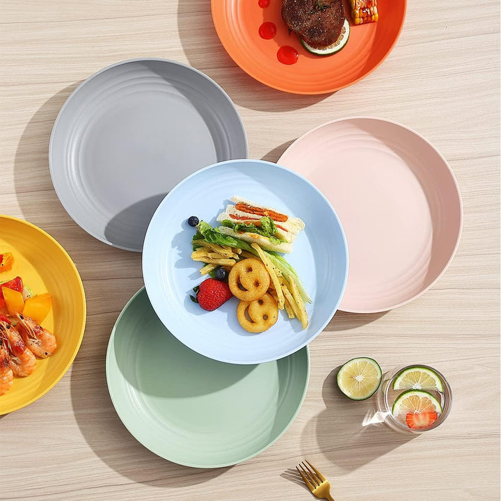 9 Inch Plastic Deep Dinner Plates Set of 8 Colors, Reusable and Sturdy Unbreakable Dishes Set for Pasta Bowls, Cereal, Ramen, Appetizer,Dessert, Microwave Safe Dishwasher Safe - Just Closeouts Canada Inc.