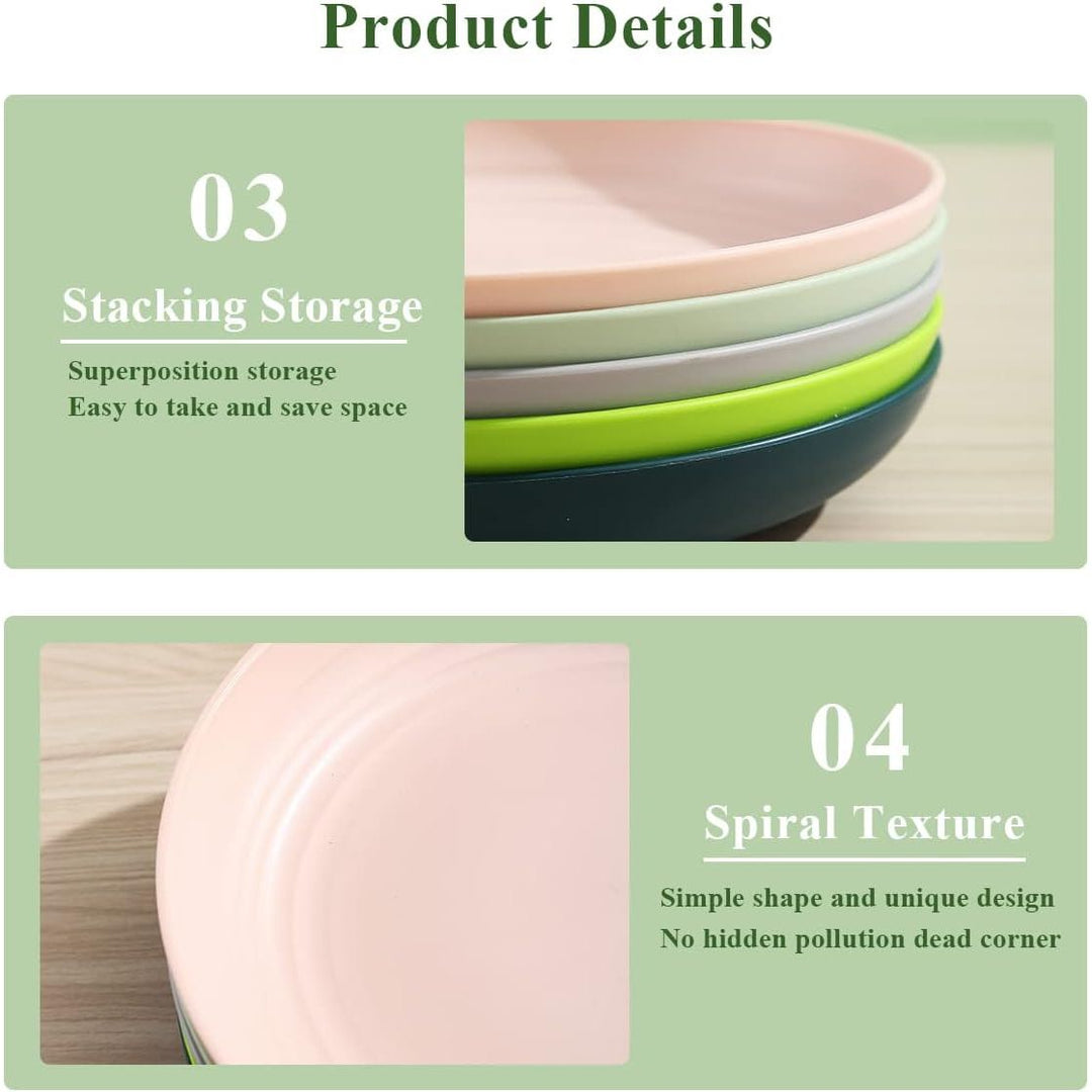 9 Inch Plastic Deep Dinner Plates Set of 8 Colors, Reusable and Sturdy Unbreakable Dishes Set for Pasta Bowls, Cereal, Ramen, Appetizer,Dessert, Microwave Safe Dishwasher Safe - Just Closeouts Canada Inc.