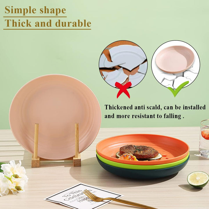 9 Inch Plastic Deep Dinner Plates Set of 8 Colors, Reusable and Sturdy Unbreakable Dishes Set for Pasta Bowls, Cereal, Ramen, Appetizer,Dessert, Microwave Safe Dishwasher Safe - Just Closeouts Canada Inc.