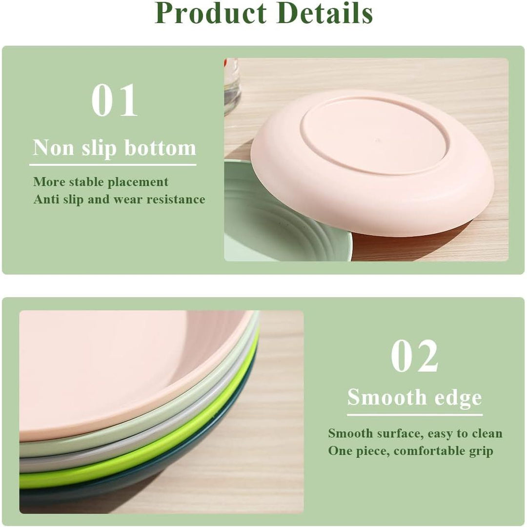 9 Inch Plastic Deep Dinner Plates Set of 8 Colors, Reusable and Sturdy Unbreakable Dishes Set for Pasta Bowls, Cereal, Ramen, Appetizer,Dessert, Microwave Safe Dishwasher Safe - Just Closeouts Canada Inc.