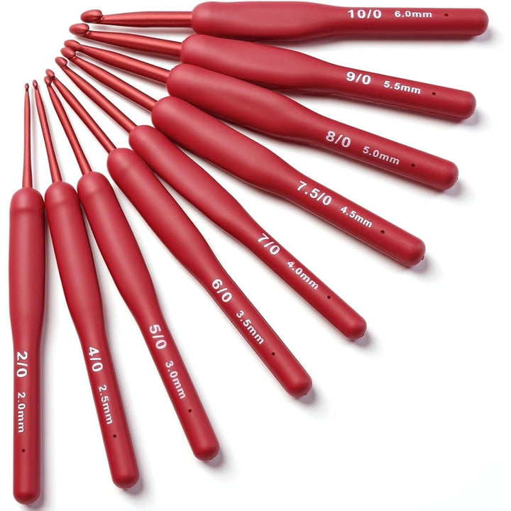9 Red-Handle Ergonomic Crochet Hooks, 2–6 mm - Just Closeouts Canada Inc.X004A1LVEF