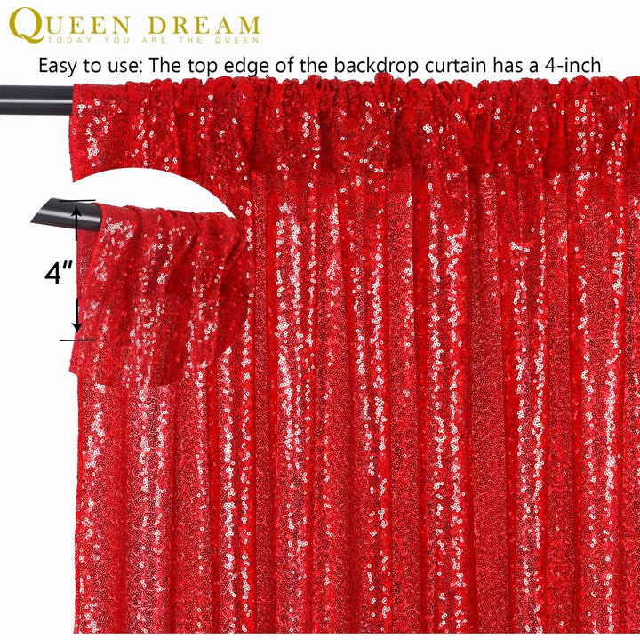 4ft x 8ft Red Sequin Backdrops Glitter Curtain Photography Background Valentine's Day Baby Shower Decorations