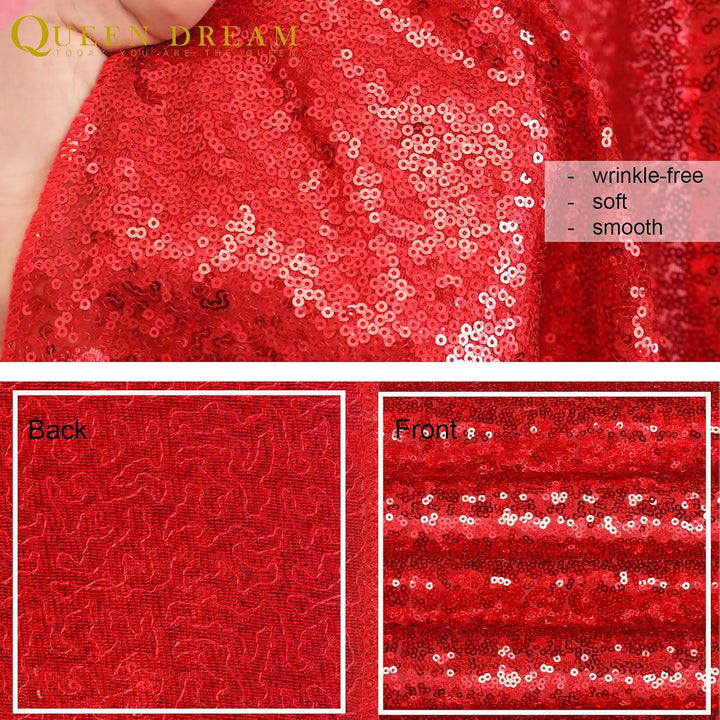 4ft x 8ft Red Sequin Backdrops Glitter Curtain Photography Background Valentine's Day Baby Shower Decorations