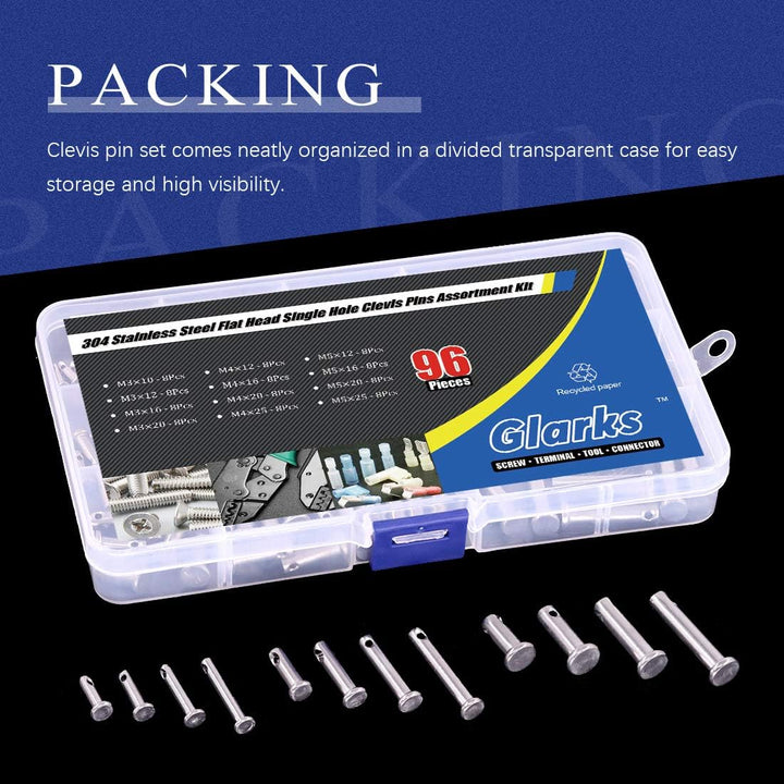 96Pcs 12 Sizes 304 Stainless Steel Flat Head Single Hole Clevis Pins Assortment Kit - Just Closeouts Canada Inc.X002JPC3S7