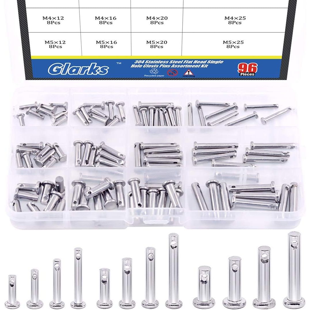 96Pcs 12 Sizes 304 Stainless Steel Flat Head Single Hole Clevis Pins Assortment Kit - Just Closeouts Canada Inc.X002JPC3S7