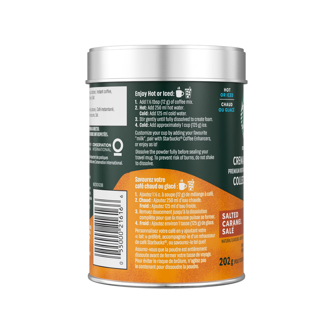 STARBUCKS Crema Collection Salted Caramel Premium Instant Coffee Mix, Enjoy Hot or Iced, 202g