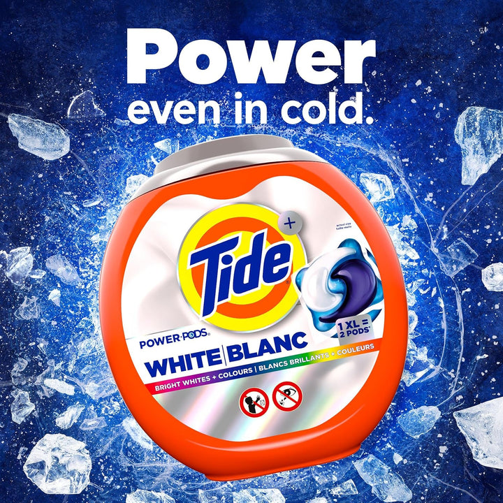 Tide Power PODS White Laundry Detergent Pacs Brilliant Whitening + Color Protect, 63XL Count