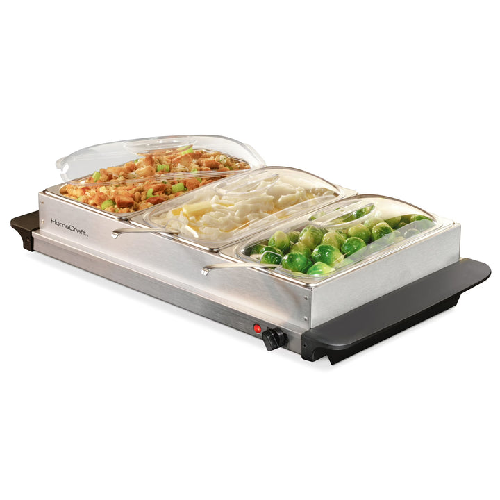 HomeCraft 3x2.5QT Buffet Server & Warming Tray, SS