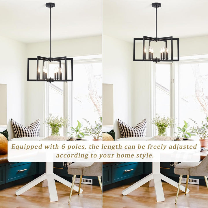 Black six-light geometric farmhouse chandelier, photo 6