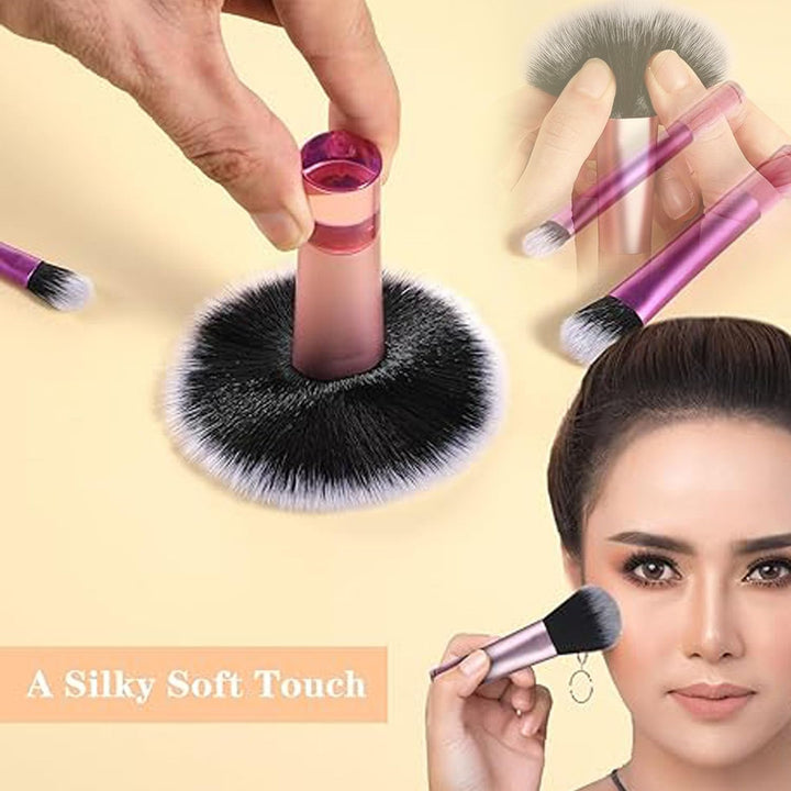 Mixed-colour 10-piece travel makeup brush set with pouch, view 3