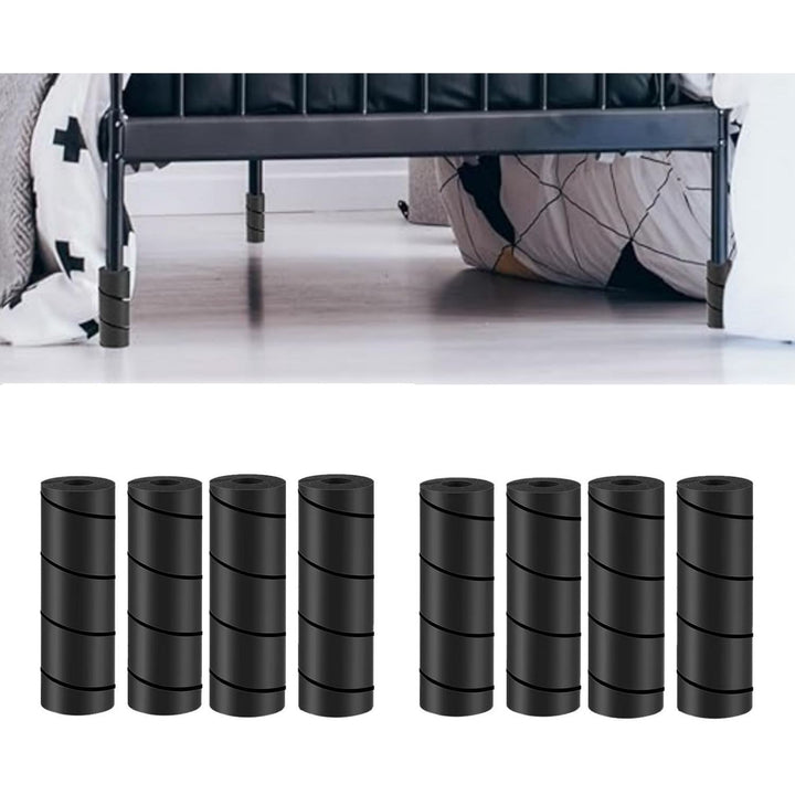 Eight black bed frame leg toe protectors, view 1