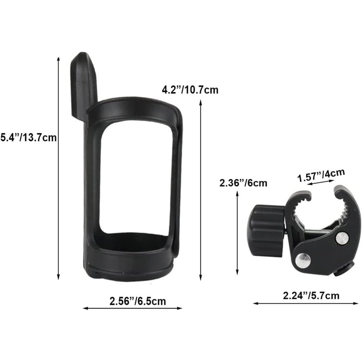 Two black rotating clamp-on cup holders, view 5