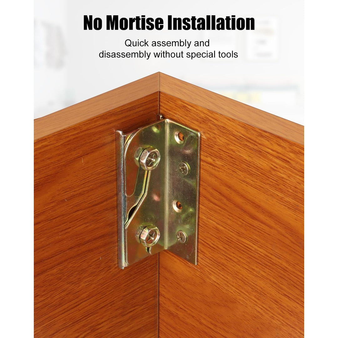 Four no-mortise bed rail brackets with screws, view 2