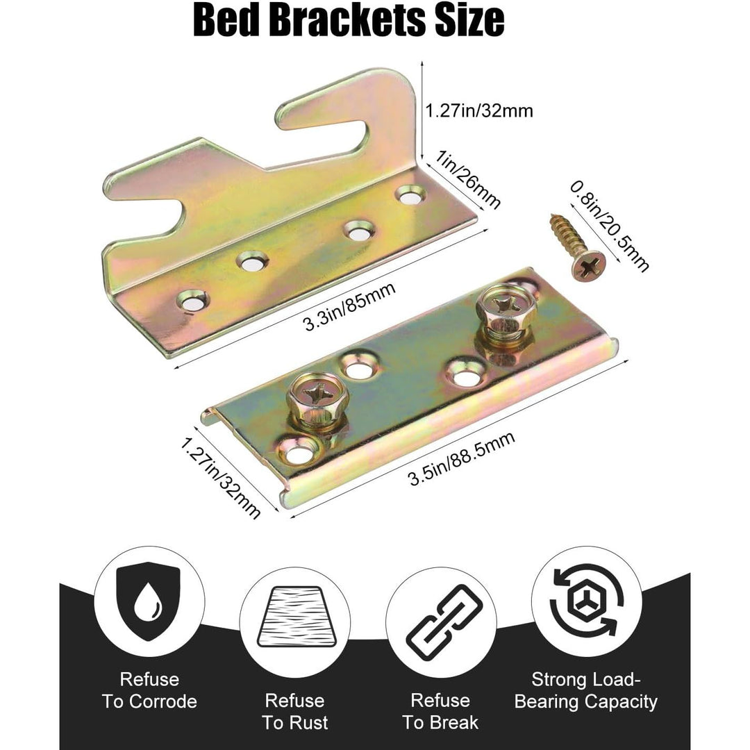 Four no-mortise bed rail brackets with screws, view 3