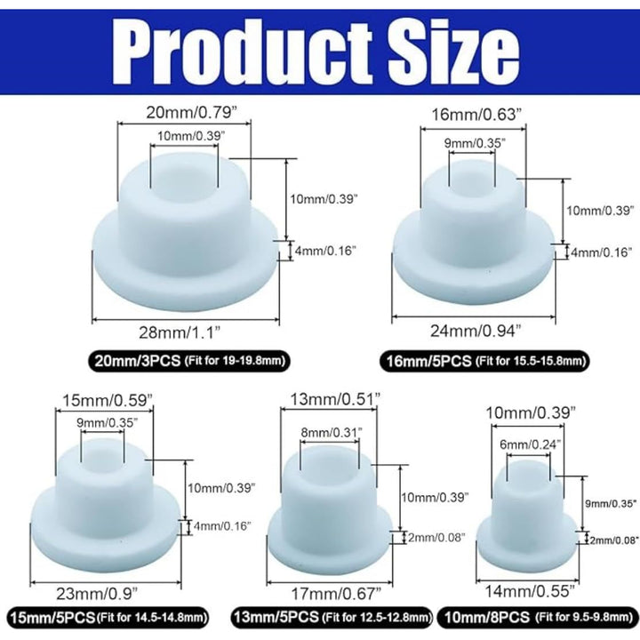 26-piece white silicone bathtub jet cover set, view 2