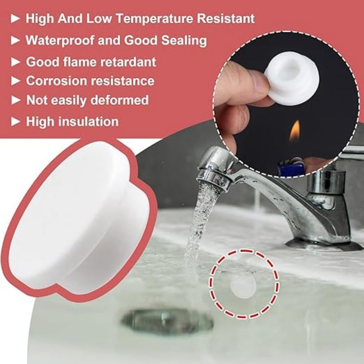 26-piece white silicone bathtub jet cover set, view 3