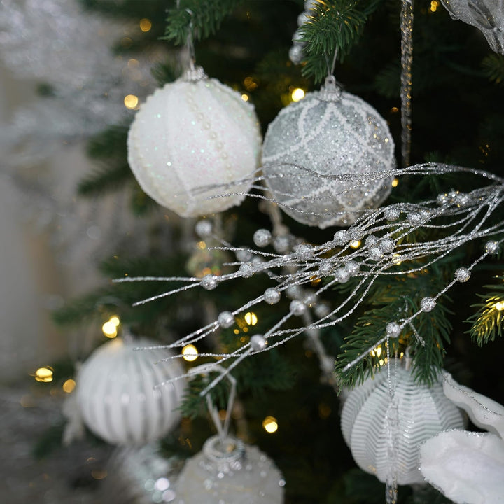 16-pack silver glitter berry stem decorations, view 5