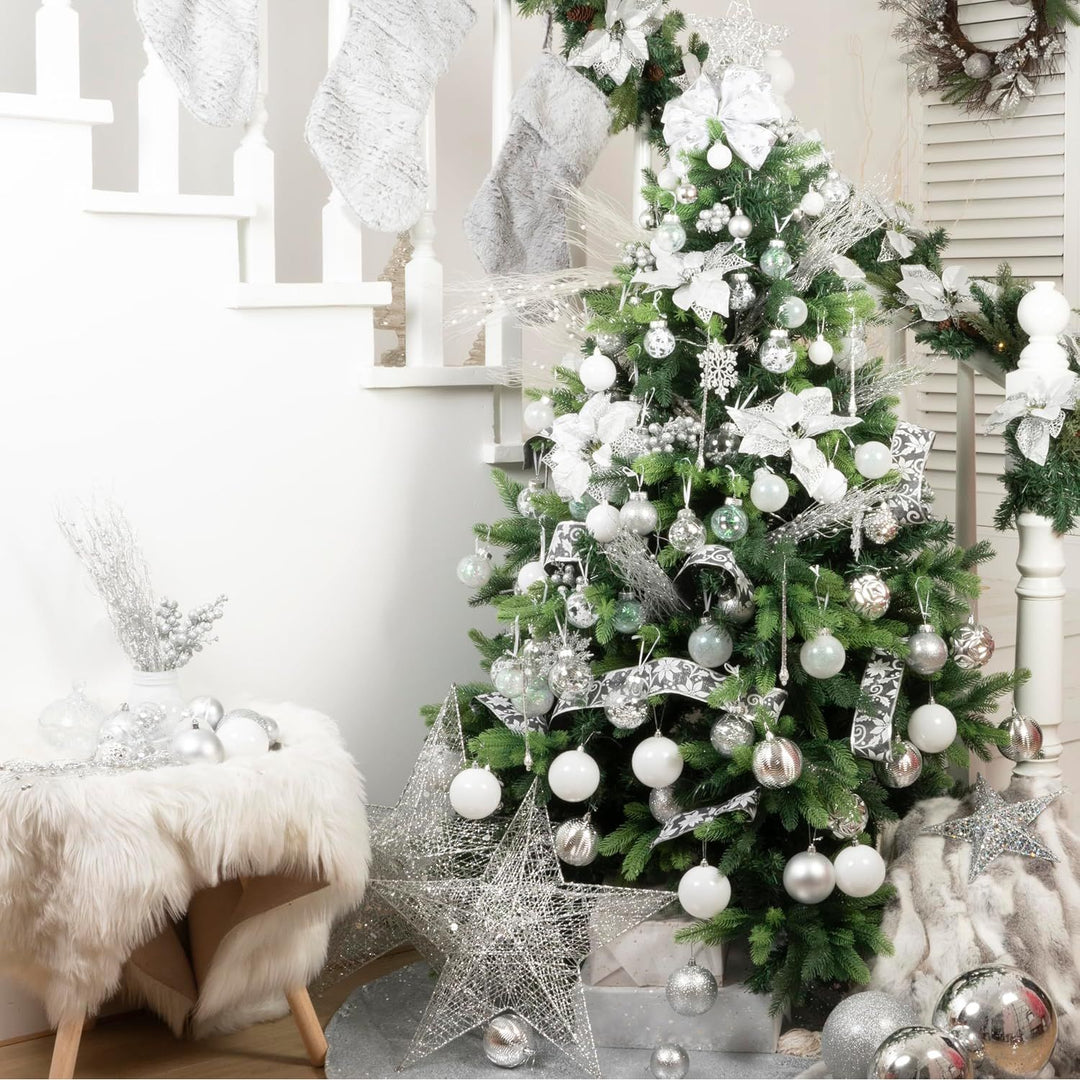 16-pack silver glitter berry stem decorations, view 6