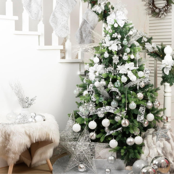 16-pack silver glitter berry stem decorations, view 6