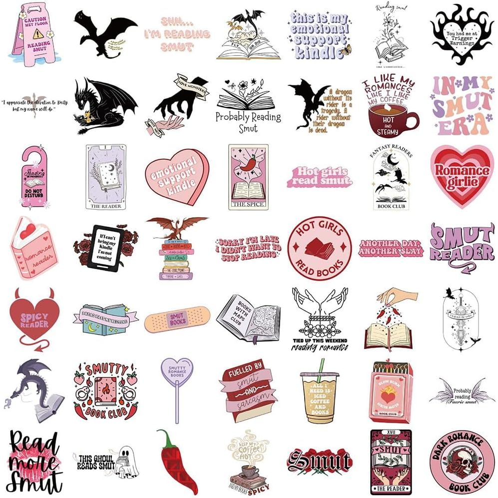 52-piece bookish reading sticker pack for adults, view 6