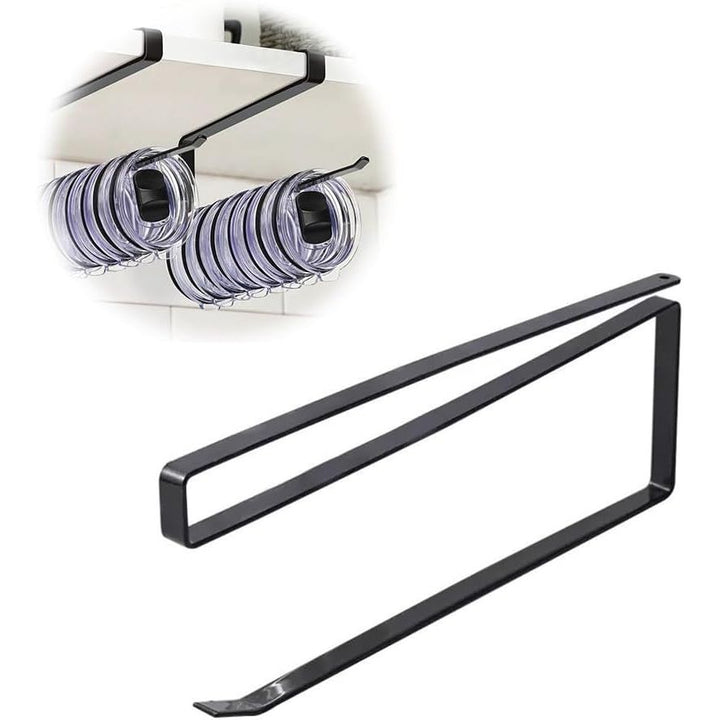 Black under-cabinet tumbler lid and paper towel holder, view 1