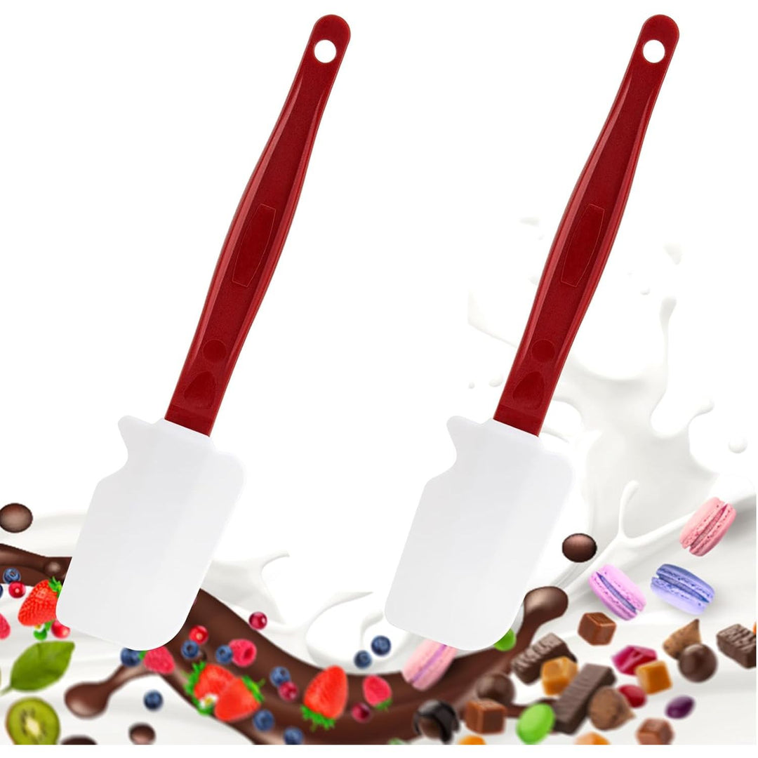 Two 10-inch silicone spatulas with red handles, view 1
