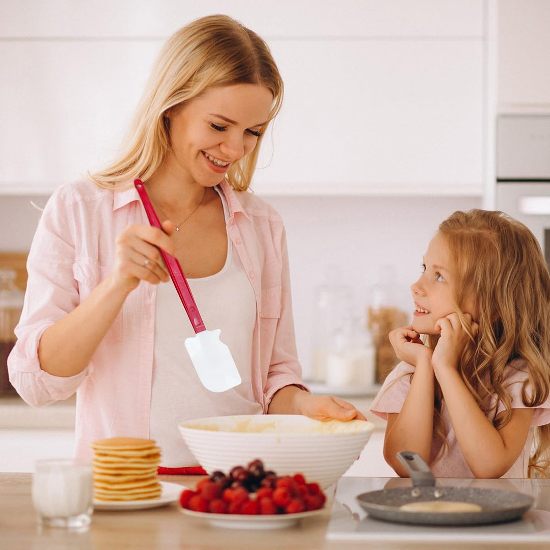 Two 10-inch silicone spatulas with red handles, view 2