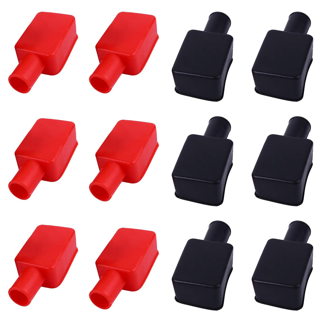 12-piece red and black battery terminal cover set, view 1