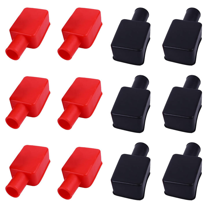 12-piece red and black battery terminal cover set, view 1
