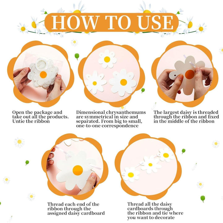 White daisy paper garland decoration display