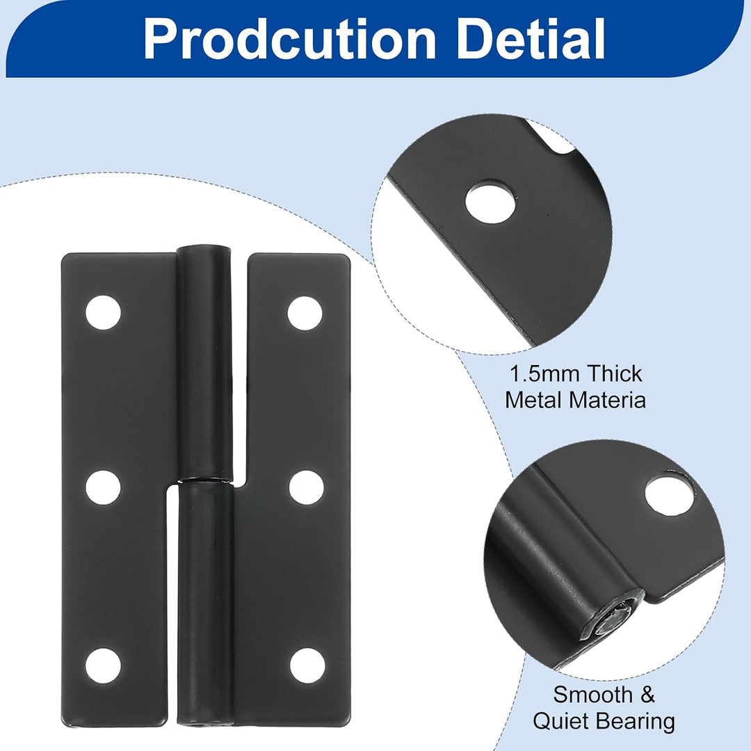 Black 2.5-inch left-handed lift-off hinges, view 3