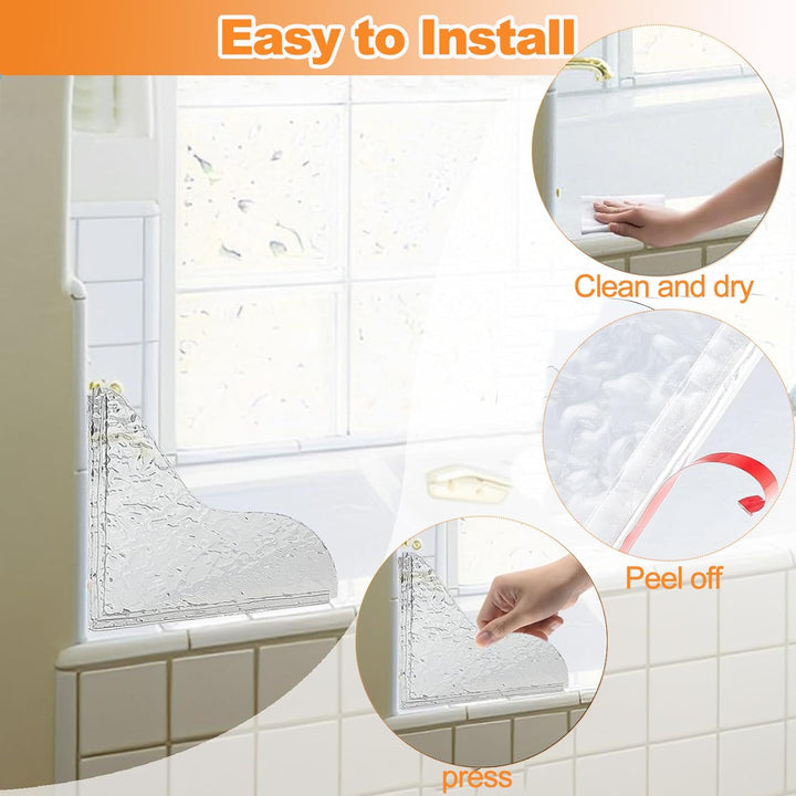 Clear self-adhesive shower corner splash guards, photo 3