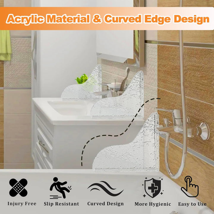 Clear self-adhesive shower corner splash guards, photo 6