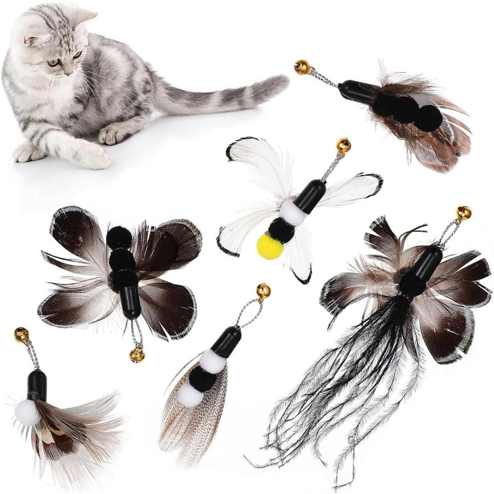 Feather insect cat wand refill attachments with bells, photo 1