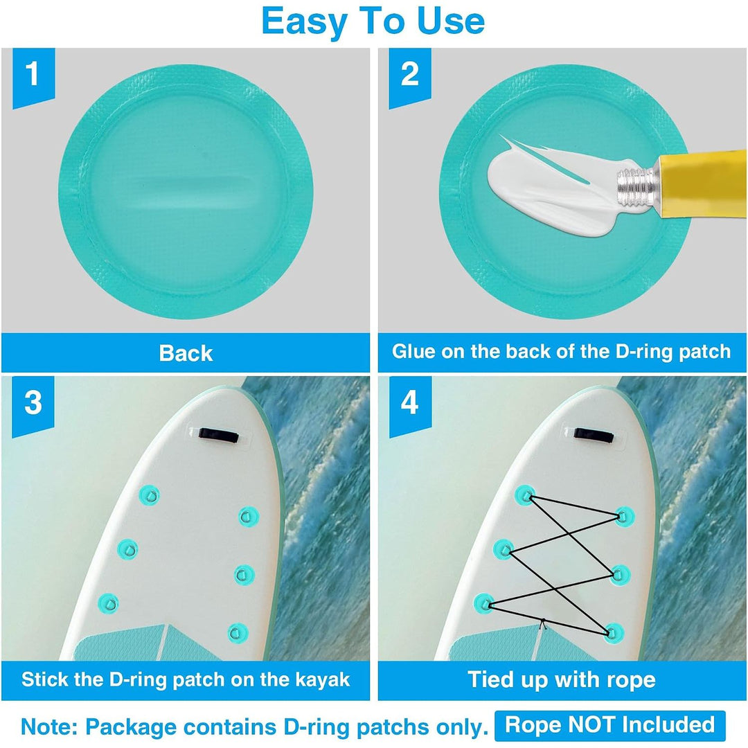 Green paddle board D-ring patch and bungee kit, photo 3