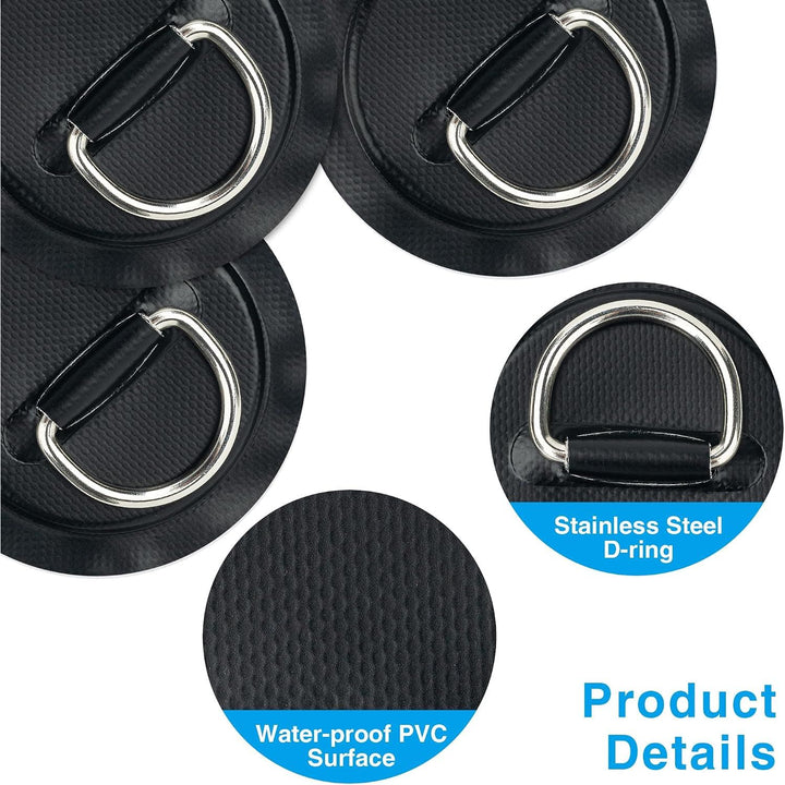 Black paddle board D-ring patch and bungee kit, photo 5
