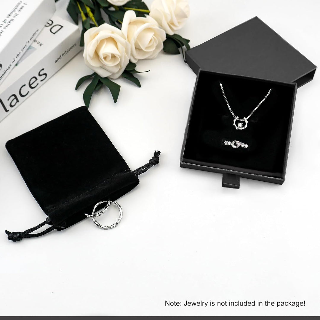 Black jewelry drawer gift boxes and velvet pouches, photo 4