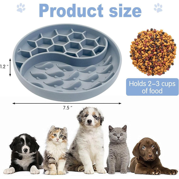 Grey silicone slow feeder pet bowl, view 2