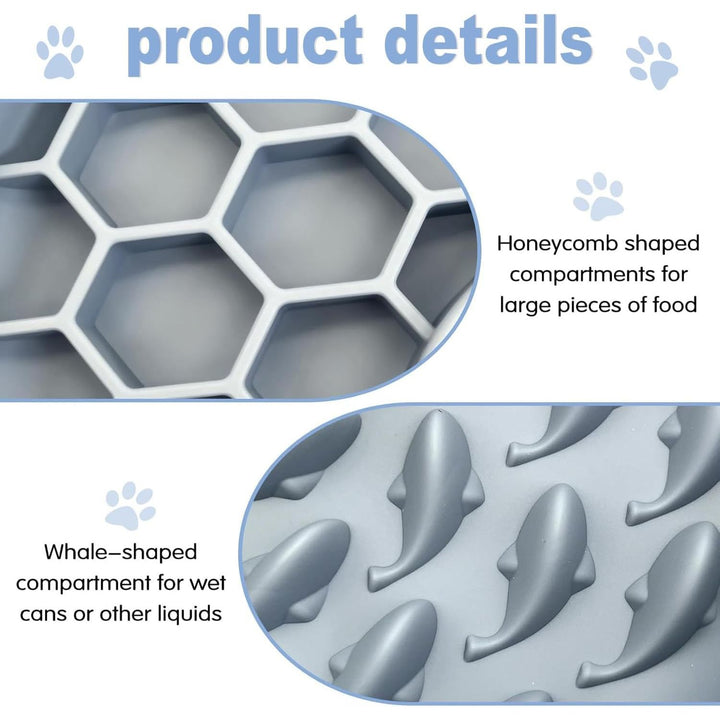 Grey silicone slow feeder pet bowl, view 3