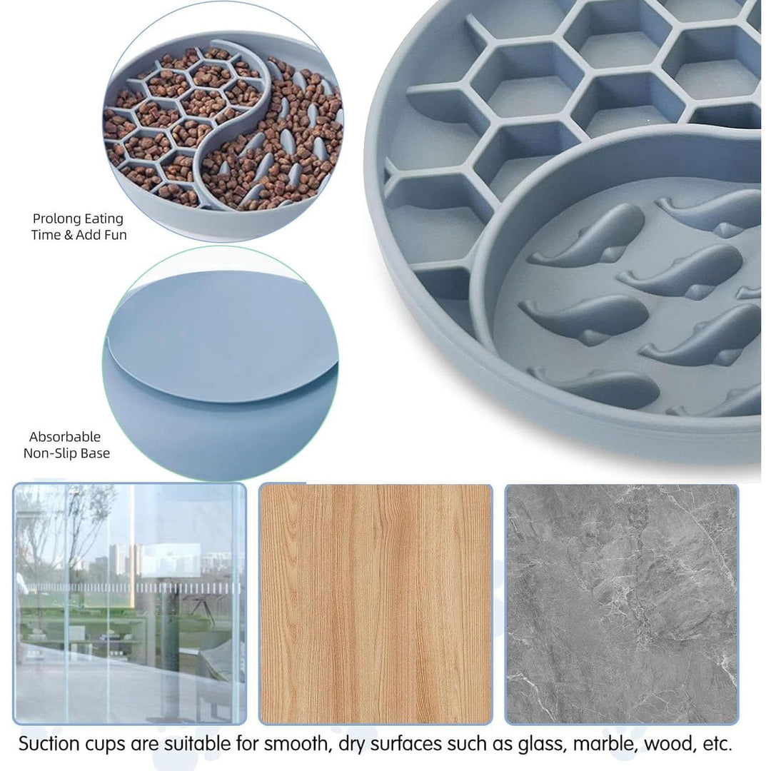 Grey silicone slow feeder pet bowl, view 5