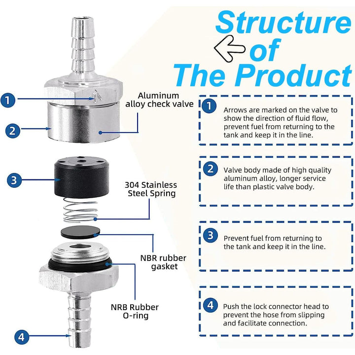 5 mm aluminum fuel check valves and clamps, view 3