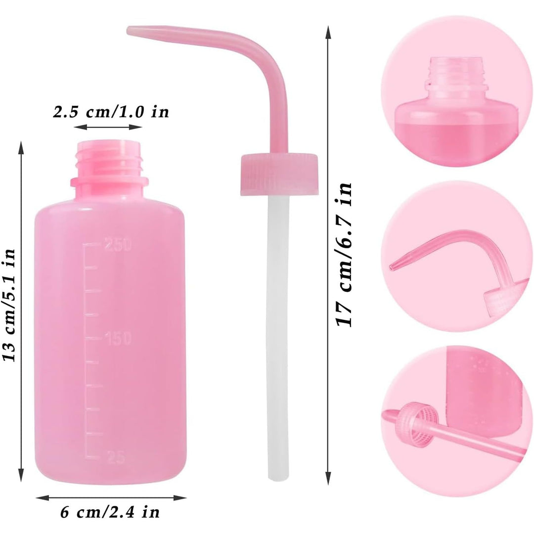 Three narrow-spout squeeze wash bottles, view 2
