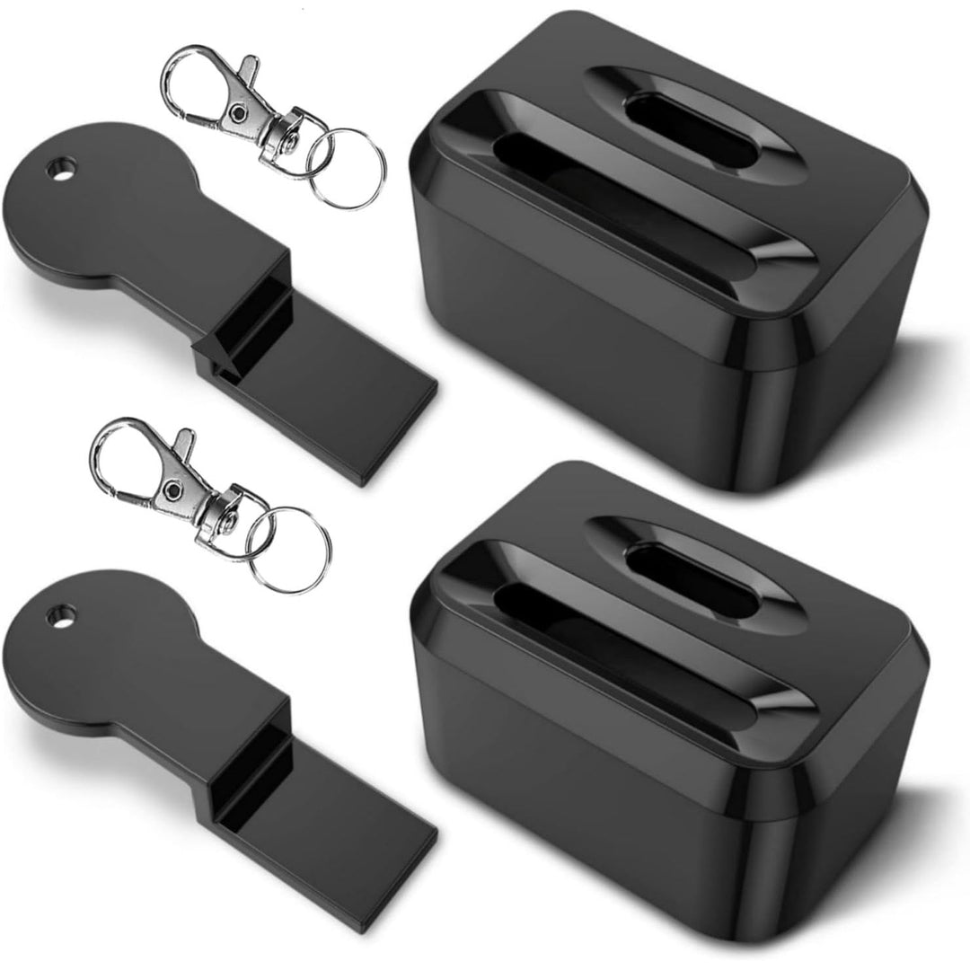 Black seat-buckle guard covers, view 1