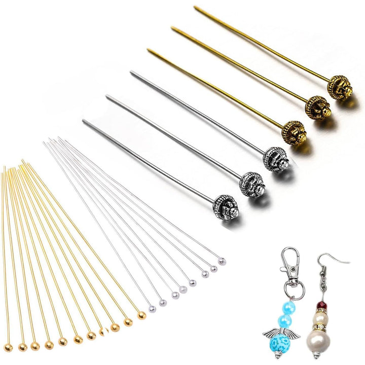 300 Gold and Silver Ball-Head and Flower-Head Jewelry Pins, view 1