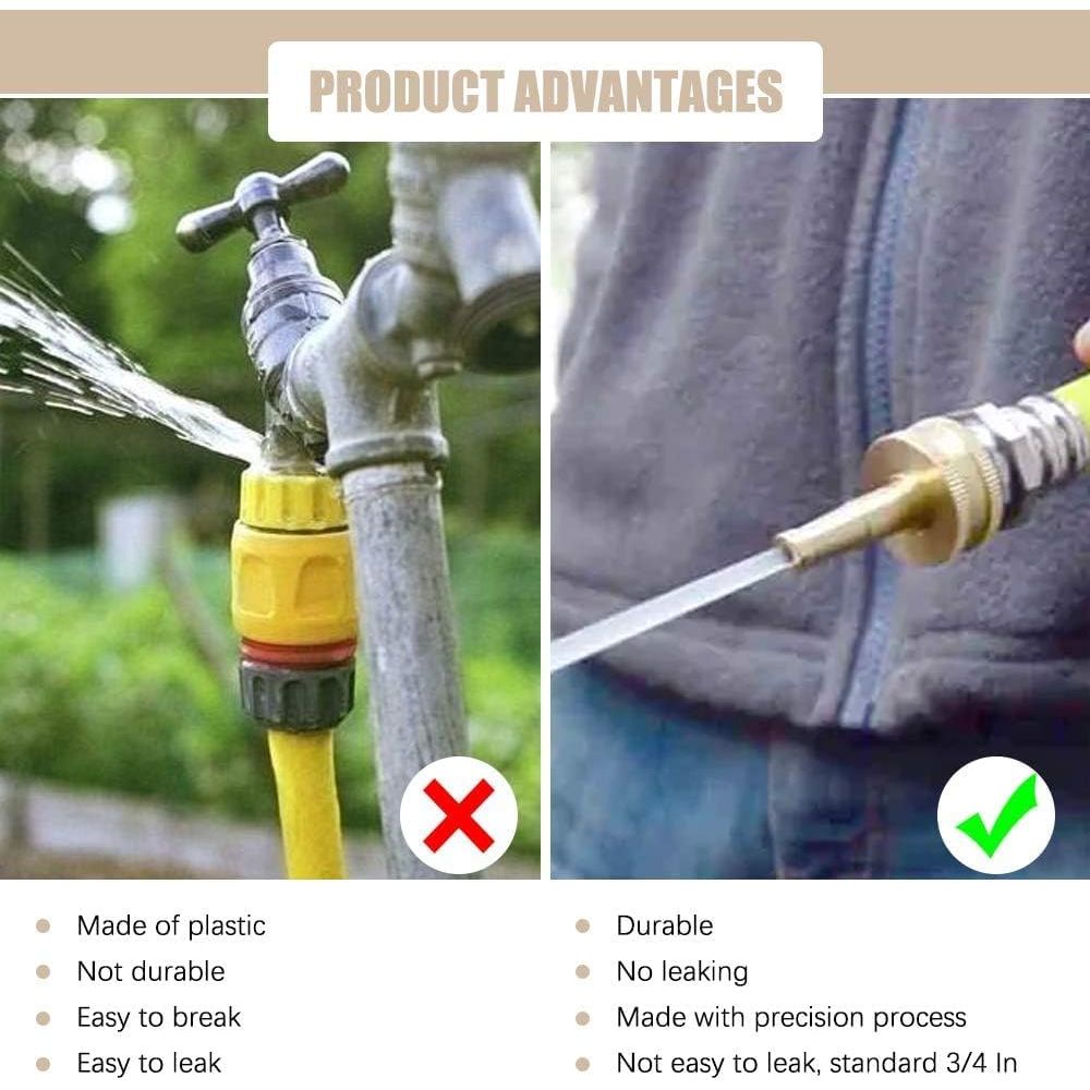 2-Piece Brass Garden Hose Nozzle Set: Adjustable Spray and Jet Sweeper, view 2