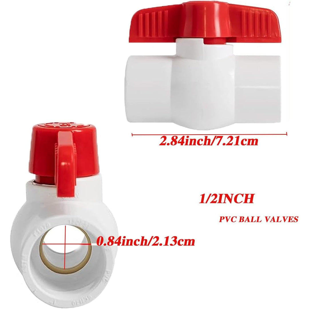 5 Red-Handle 1/2-Inch PVC Water Ball Valves, image 2