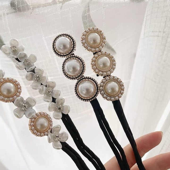 4 Floral and Pearl Twist Hair Bun Makers, image 6