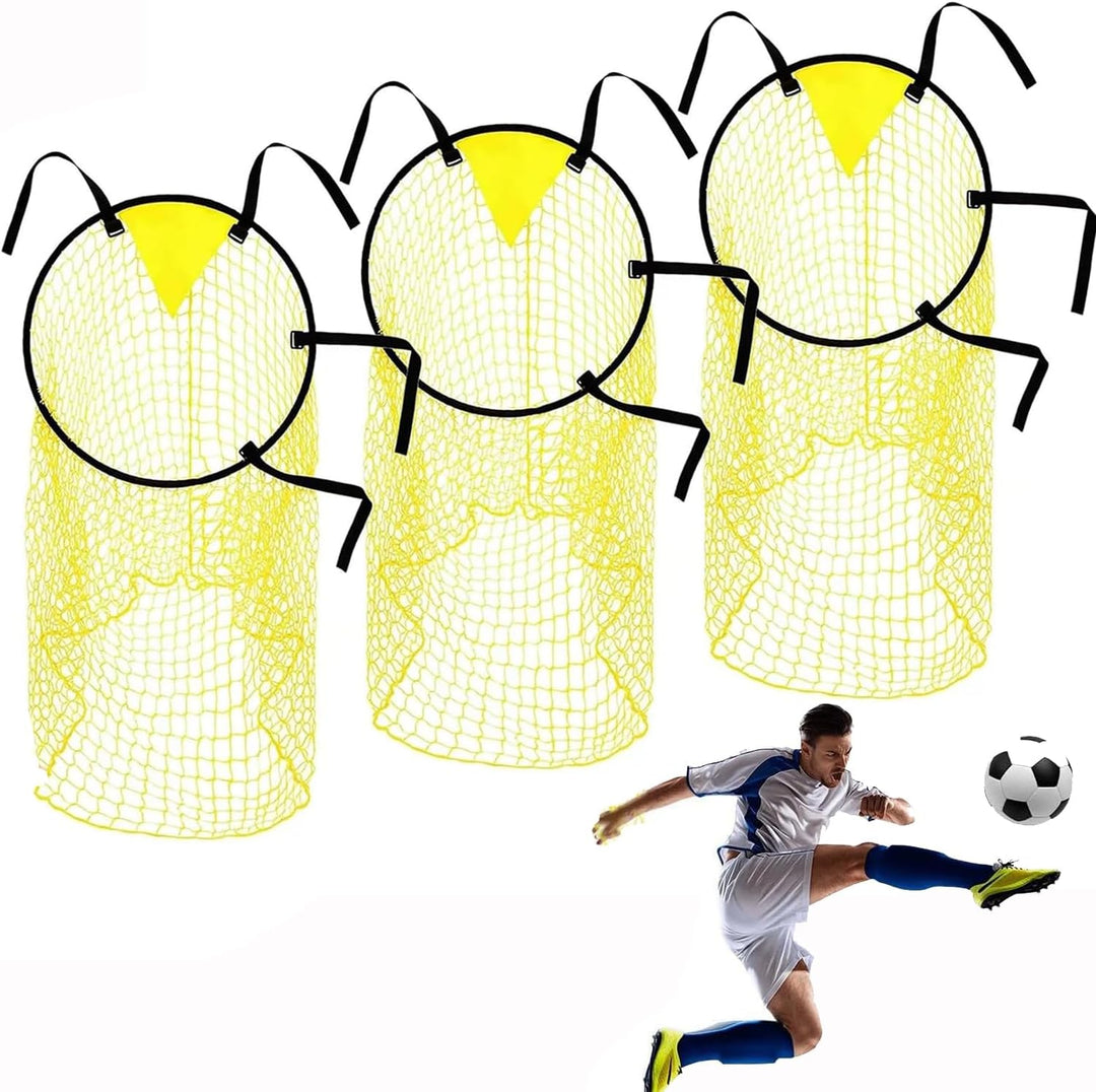 3 Yellow 45 cm Soccer Goal Target Nets, image 1
